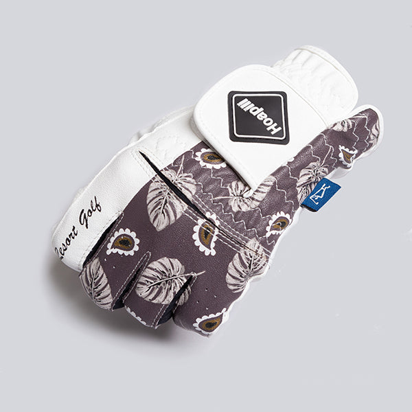 Golf gloves [Paisley] (white) worn on left hand, unisex