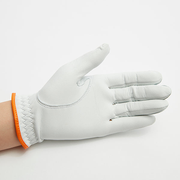 Leather golf gloves [Hibiscus series] (Pearl white) Left hand worn, common for men and women