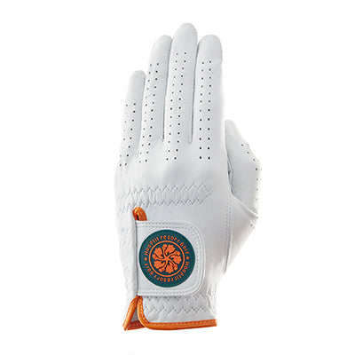 Leather golf gloves [Hibiscus series] (Pearl white) Left hand worn, common for men and women