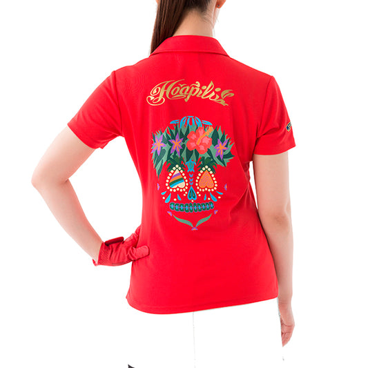 Polo shirt hawaiian skull red