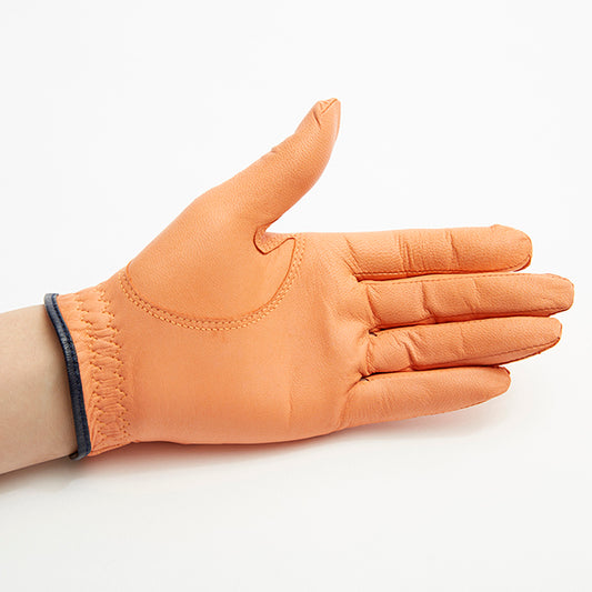 Leather golf gloves [Hibiscus series] (orange) for both hands for women