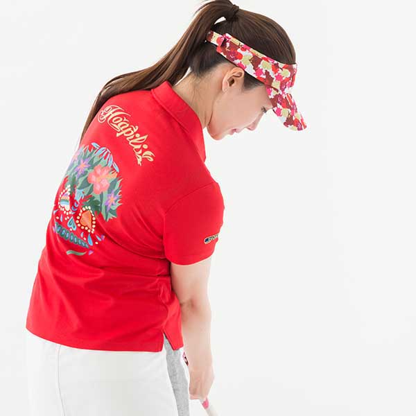 Polo shirt hawaiian skull red