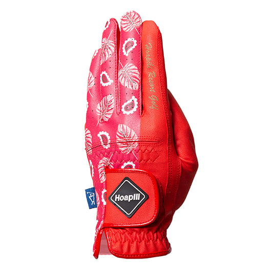 Golf gloves [Paisley] (red) worn on left hand, unisex