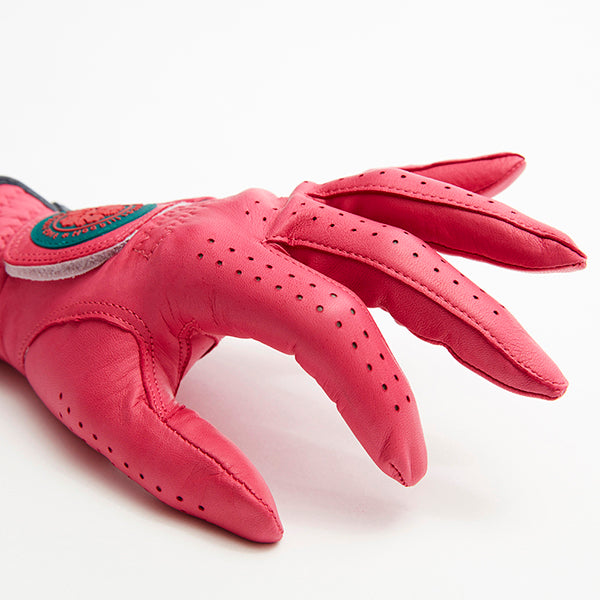 Leather golf gloves [Hibiscus series] (magenta) Left hand worn, common for men and women