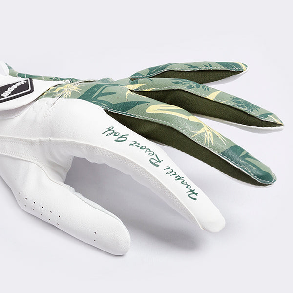 Golf glove [tropical] (khaki) worn on left hand