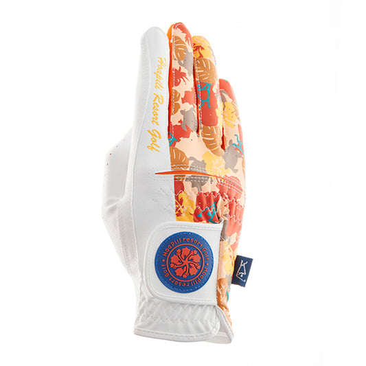 Golf gloves [Hawaiian camouflage] (orange) worn on the right hand, unisex