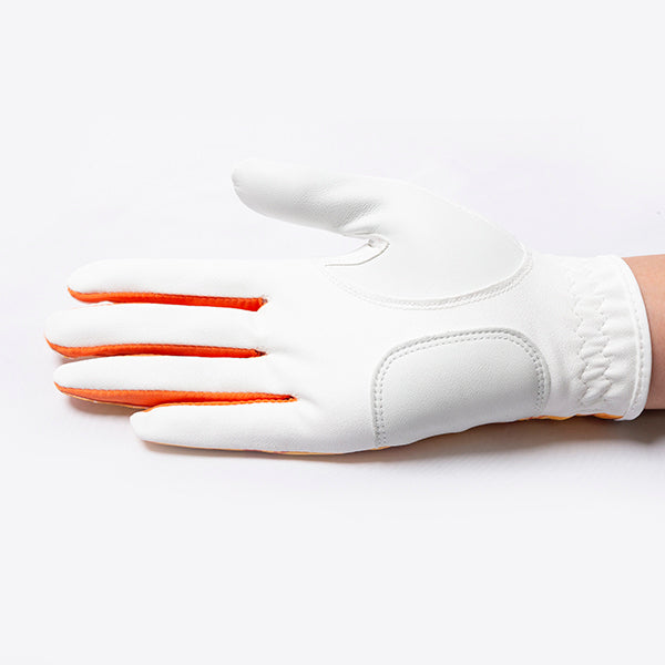 Golf gloves [tropical] (orange) worn on right hand