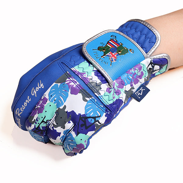 Golf gloves [Hawaiian camouflage print] (dark blue) Left hand worn, unisex