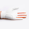 Golf glove [tropical] (orange) worn on left hand