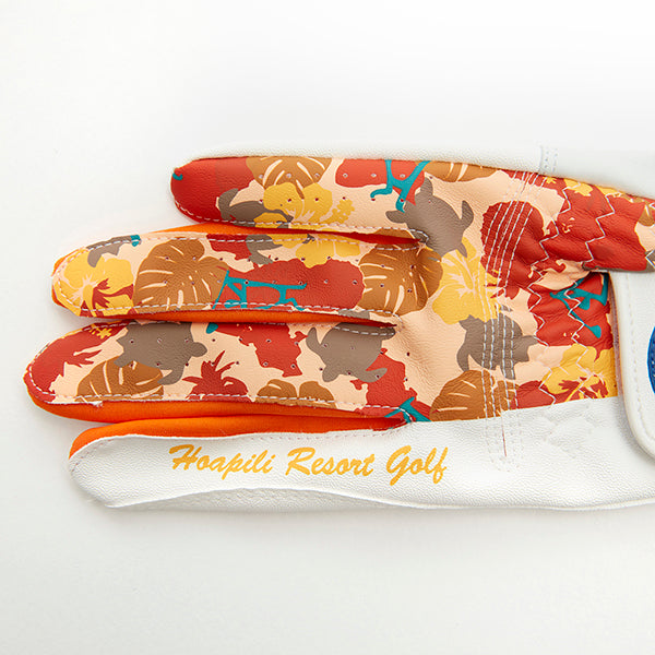 Golf gloves [Hawaiian camouflage] (orange) worn on the right hand, unisex