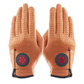 Leather golf gloves [Hibiscus series] (orange) for both hands for women