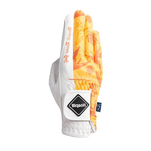 Golf gloves [tropical] (orange) worn on right hand