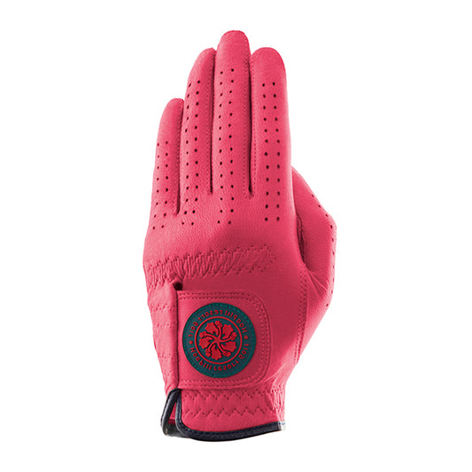 Leather golf gloves [Hibiscus series] (magenta) Left hand worn, common for men and women