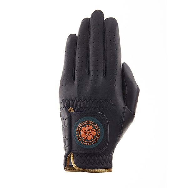 Leather golf gloves [Hibiscus series] (Navy) Left hand worn, common for men and women