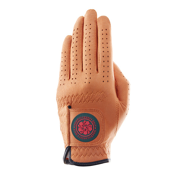 Leather golf gloves [Hibiscus series] (orange) Left hand worn, both men and women